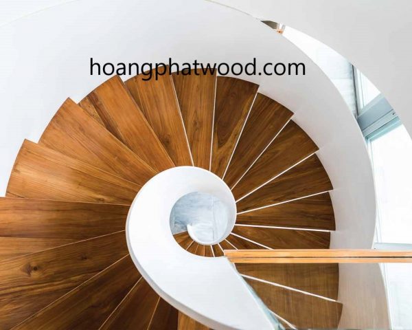 Cầu thang gỗ giả tỵ hình ốc xoắn