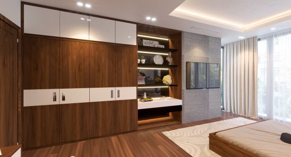 Tủ áo gỗ óc chó 5 cánh - Hình ảnh 5