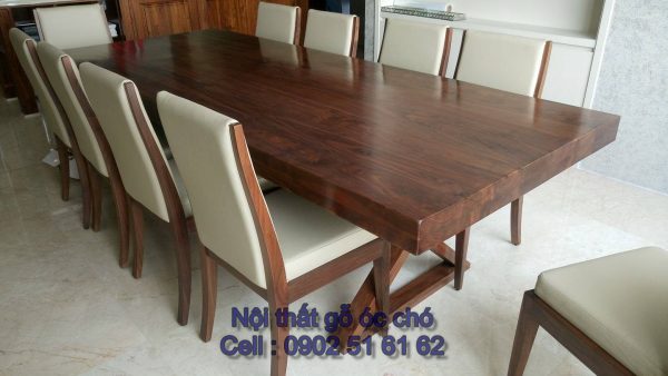 Bàn Ghế Gỗ Óc Chó Bọc Nệm Da - Hình ảnh 2