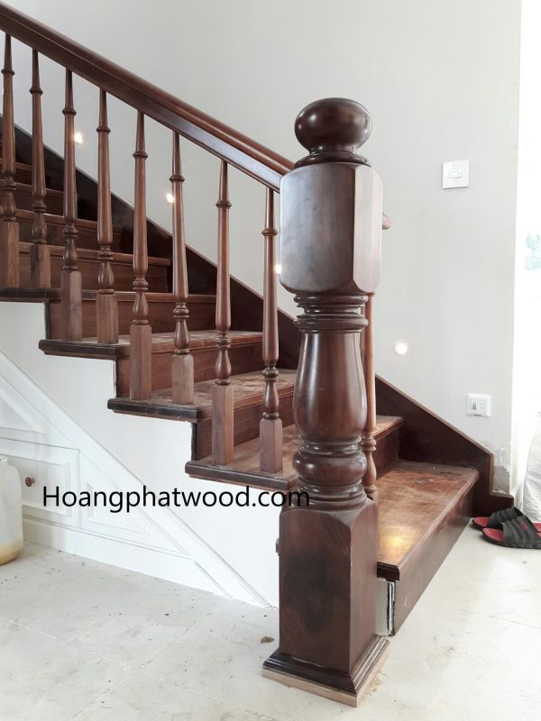 Cầu thang bộ ốp gỗ óc chó - HCM - Hình ảnh 6