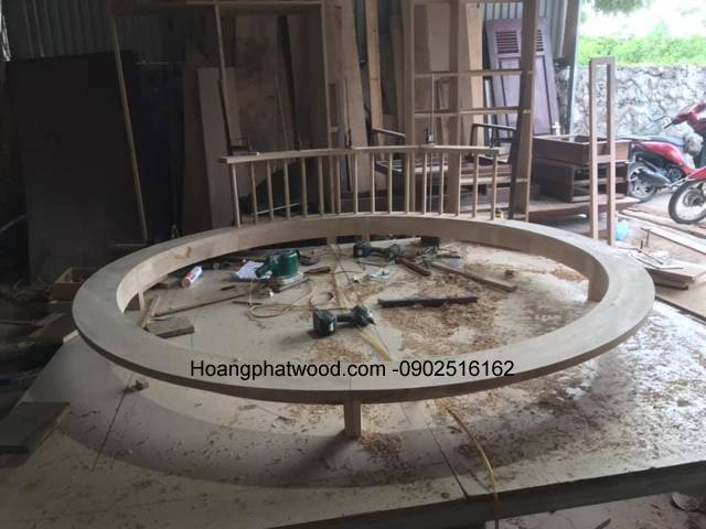 mẫu giường tròn gỗ tự nhiên