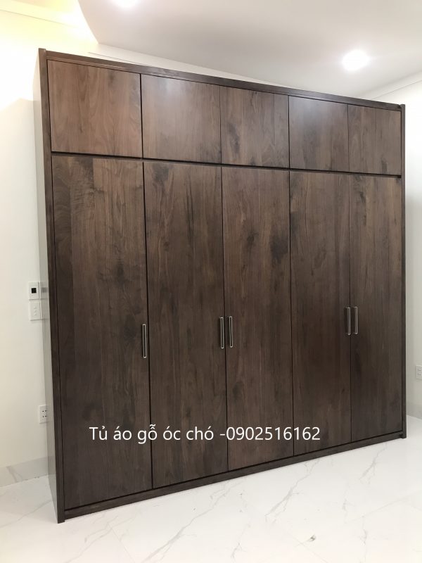 Tủ áo gỗ óc chó 5 cánh - Hình ảnh 3