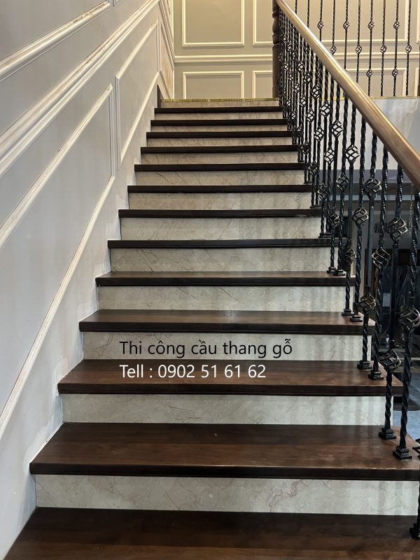 Thi công cầu thang bằng gỗ Tphcm - Hình ảnh 3