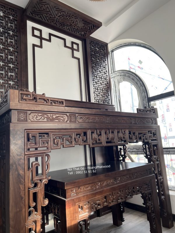 Bàn thờ tổ tiên gỗ óc chó - Hình ảnh 2