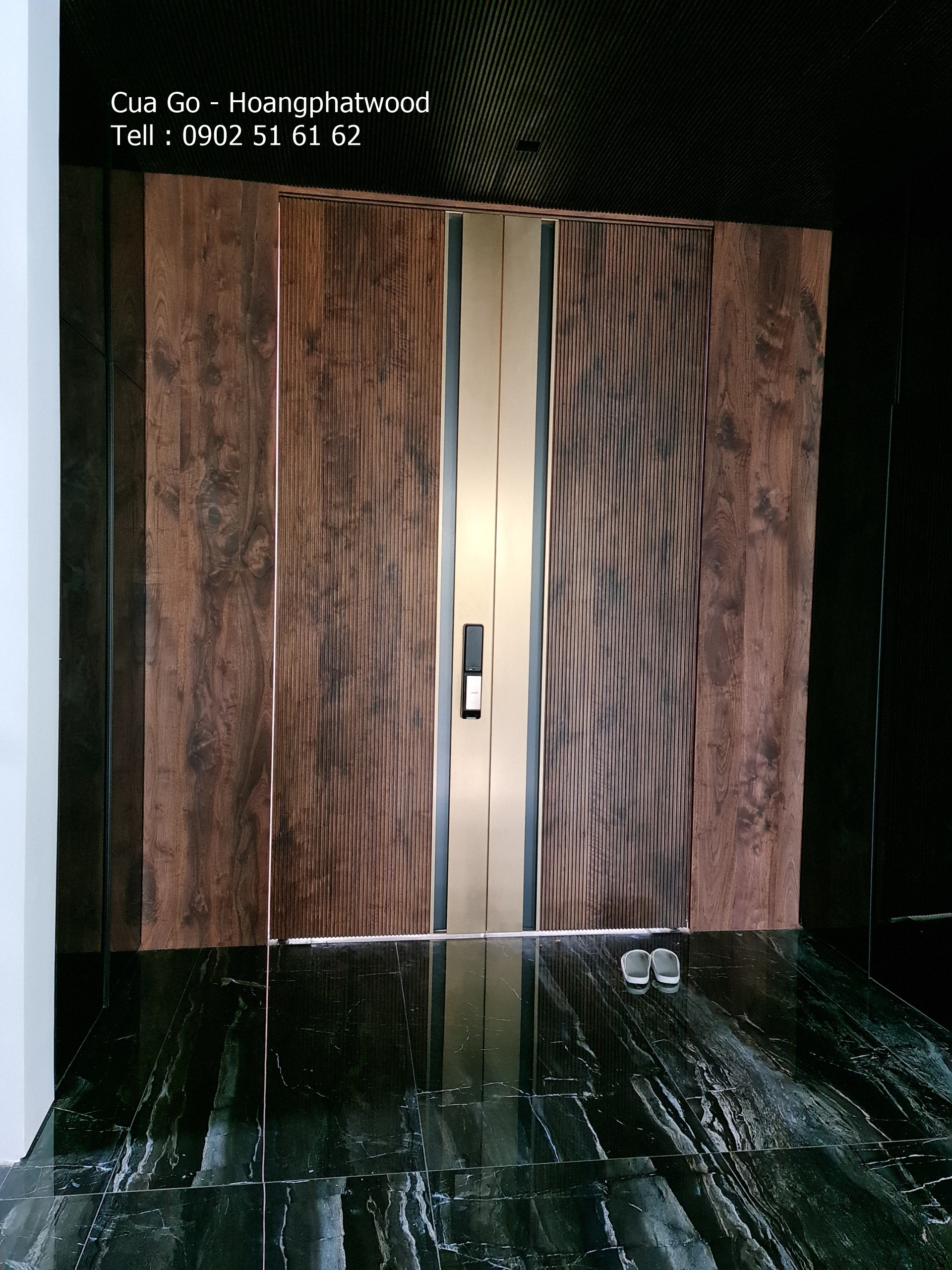 Bộ cửa chính gỗ tự nhiê - kết hợp Inox