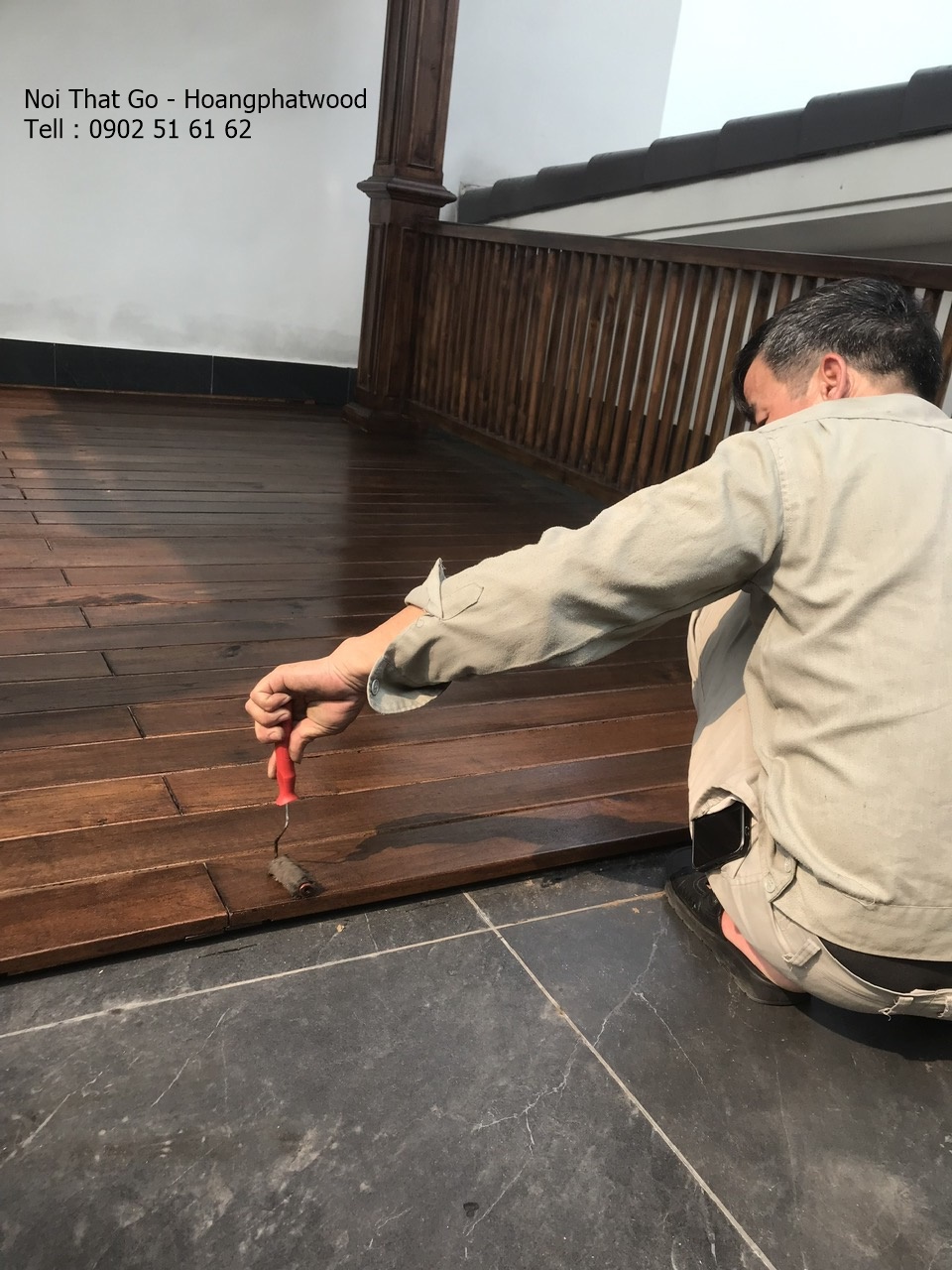 Nhà gỗ Lắp đặt ở sân thương - Hệ sàn gỗ teak cho nhà gỗ